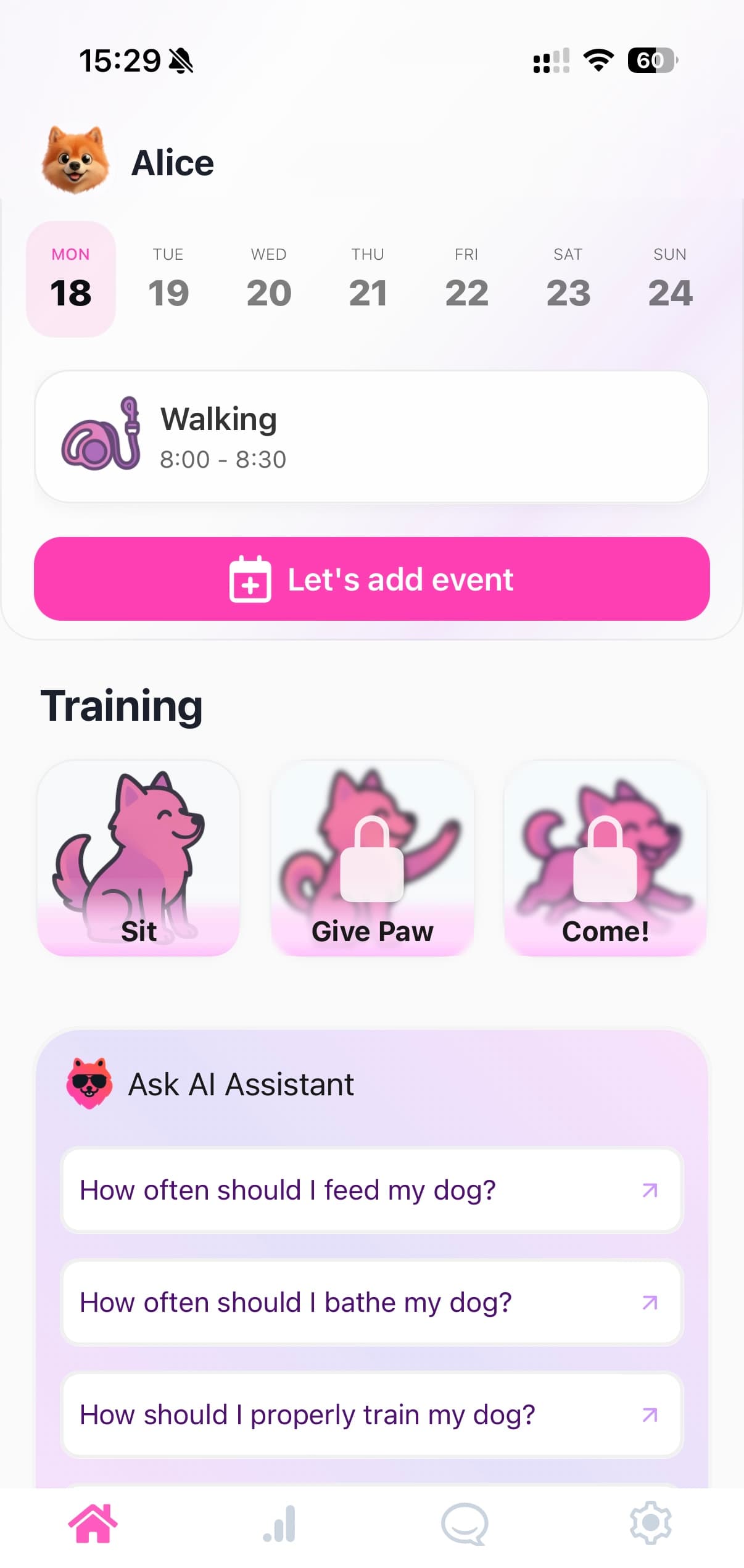 Animalty pet training and vaccination tracker app screenshot