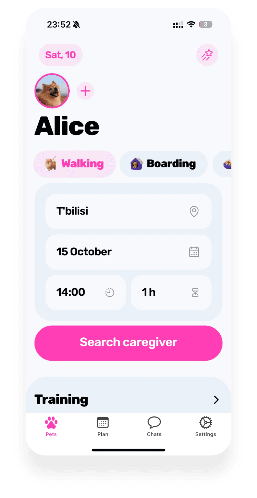 Animalty app: finding a dog walker nearby
