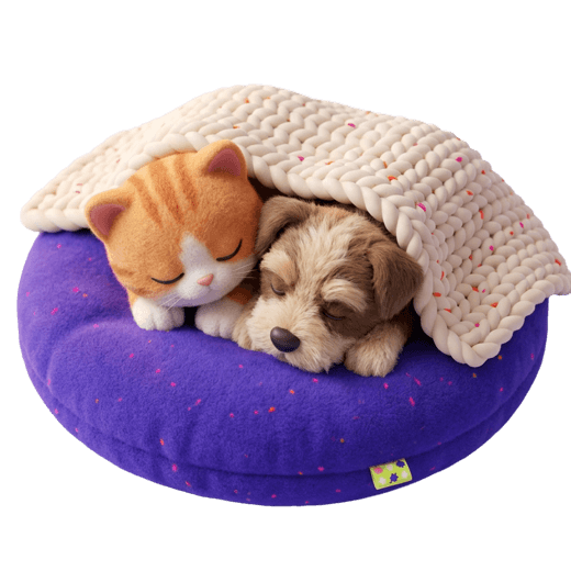 Dog sleeping in a soft bed