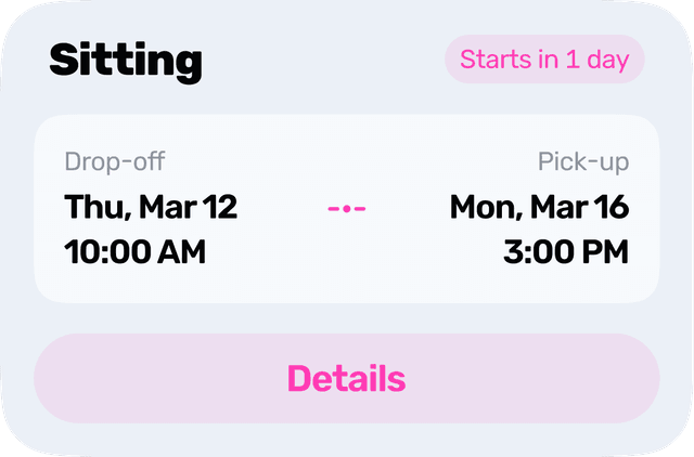 Sitting reminder with drop-off and pick-up times